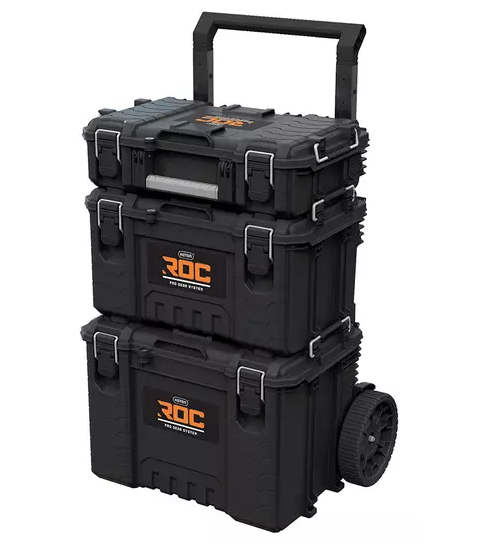 Cutie pentru scule KETER Pro Gear System Gen 2.0 256982, volum 110 litri, 648 x 478 x 872 mm, din plastic, negru, cu roti transport