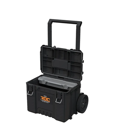 Cutie pentru scule KETER Pro Gear System Gen 2.0 256982, volum 110 litri, 648 x 478 x 872 mm, din plastic, negru, cu roti transport