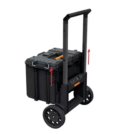 Cutie pentru scule KETER Pro Gear System Gen 2.0 256982, volum 110 litri, 648 x 478 x 872 mm, din plastic, negru, cu roti transport