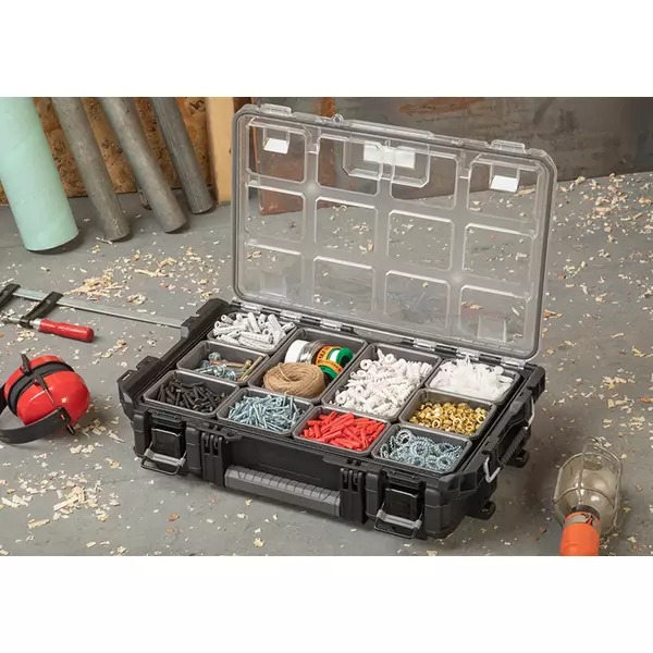 Cutie pentru scule KETER ROC Pro Gear 257190, volum 13.7 litri, 560 x 345 x 128 mm, din plastic, negru
