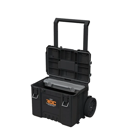 Cutie pentru scule KETER ROC Pro Gear 2.0 256981, volum 57.5 litri, 650 x 478 x 789-1055 mm, din plastic, negru