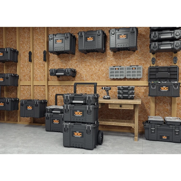 Cutie pentru scule KETER ROC Pro Gear 2.0 256981, volum 57.5 litri, 650 x 478 x 789-1055 mm, din plastic, negru