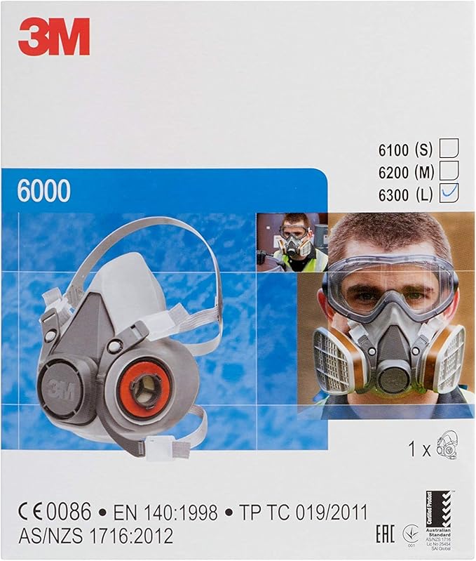 Semi masca pentru vopsitorie 3M 6300L, marimea L, fara filtre, conexiune cu clichet