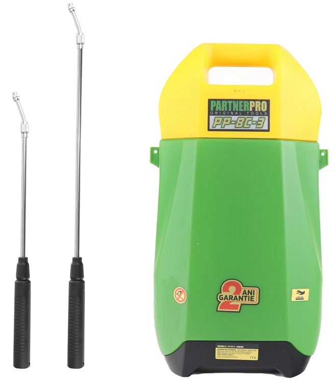 Pompa de stropit cu acumulator PARTNER PRO PP-8C-3 14632, volum rezervor 8 litri, 5V, 0.25 Mpa, acumulator Li-Ion 2500 mAh, incarcare USB