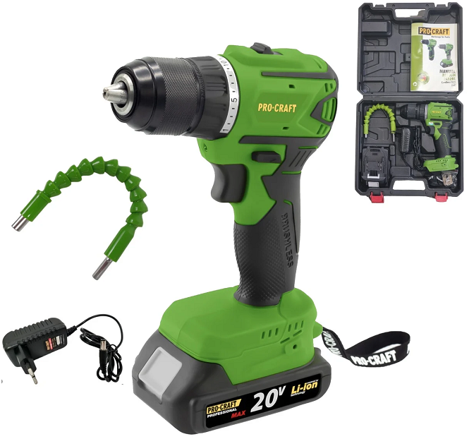 Autofiletanta cu acumulator PROCRAFT PA18LiN 14603, 0-600/0-2100 rpm, 50 Nm, 1 x Li-Ion 20 V DC, 2 Ah