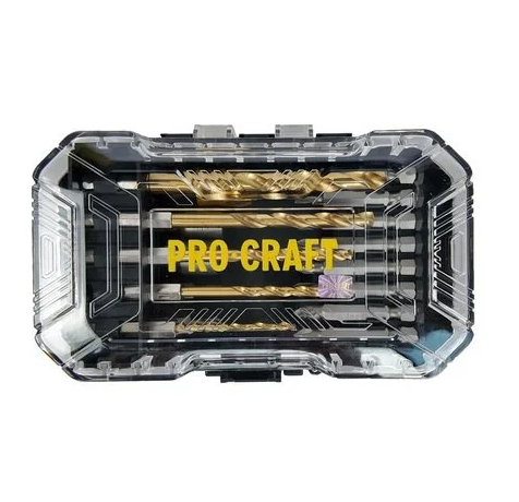 Set burghie PROCRAFT DBS-18 14606, 18 piese, burghie pentru metal, chei tubulare, biti 50 mm