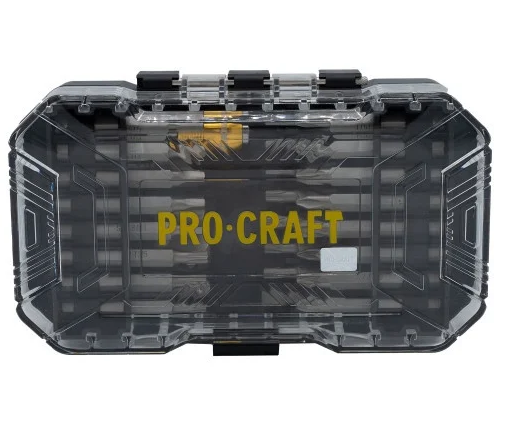 Set 37 biti PROCRAFT BS-37 14605, 25 mm/50 mm, adaptoare priza, chei cu piulita, cutie depozitare