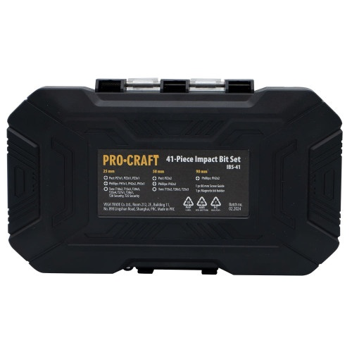 Set 41 biti de impact PROCRAFT IBS-41 14607, 25 mm/50 mm/90 mm, cutie depozitare