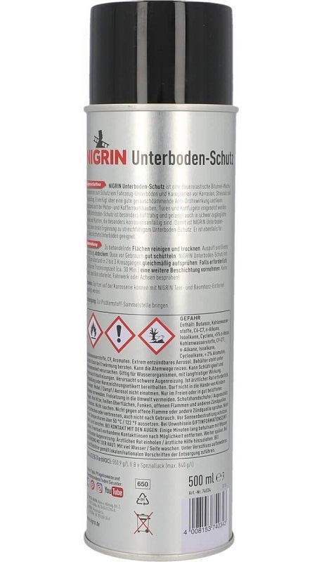 Spray cu bitum NIGRIN Underboden-Schutz 74034, negru, 500 ml