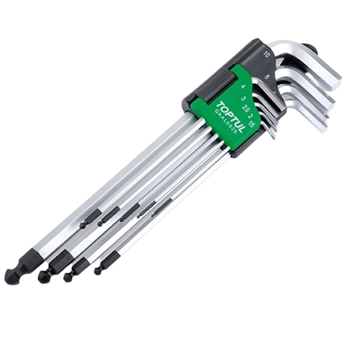 Set 9 chei imbus tip L TOPTUL GAAL0926, cap sferic hexagonal, deschidere chei 1.5, 2, 2.5, 3, 4, 5, 6, 8, 10 mm