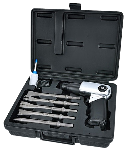 Set ciocan pneumatic de impact TOPTUL GDAI0705, cu 5 dalti, recipient ulei 15 ml, cutie depozitare