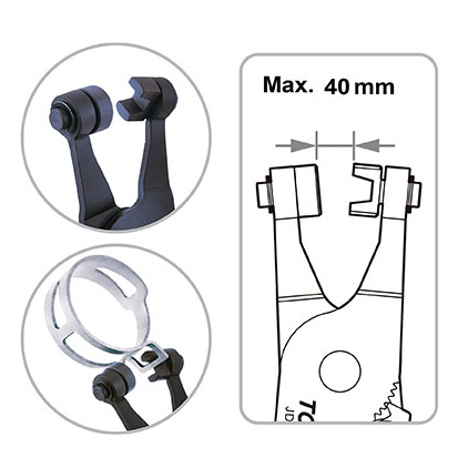 Cleste cu varf drept pentru coliere TOPTUL JDAM028E, deschidere maxima 40 mm, lungime 215 mm