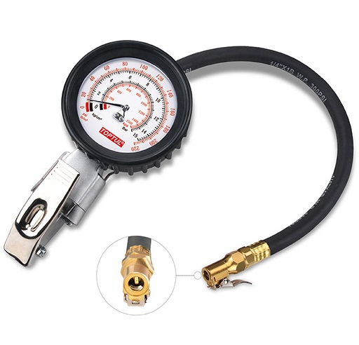 Manometru pentru presiune roti TOPTUL JEAL220A, cupla aer 1/4 inch, furtun 20 inch, presiune maxima 15 bar