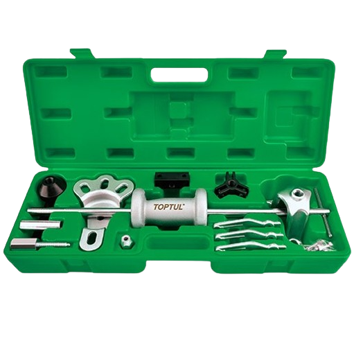 Trusa ciocan extractor pentru butuci TOPTUL JGAI1303, capete extractie, indreptat tabla, cutie plastic