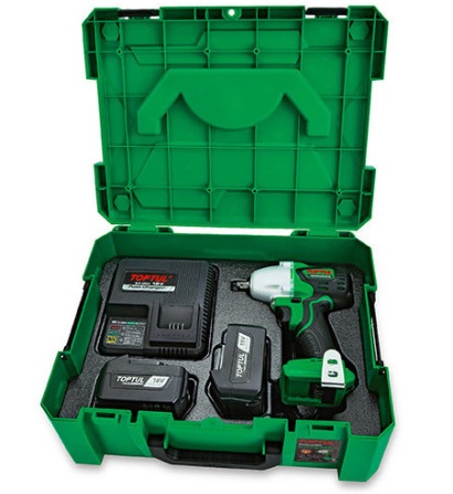 Masina de insurubat cu impact cu acumulator TOPTUL KPA1639, cuplu maxim 385 Nm, 2760 rpm, 3500 bpm, 1 x acumulator Li-Ion 18V