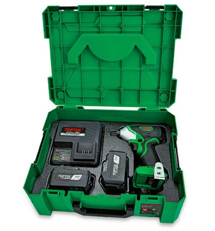 Masina de insurubat cu impact cu acumulator TOPTUL KPB226A, cuplu maxim 260 Nm, 3500 rpm, 4300 bpm, 1 x acumulator Li-Ion 18V