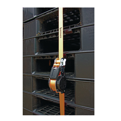 Chinga cu clichet BERNER 1002324, cu fixare automata, 1000 daN, 35 mm x 5 m, portocaliu