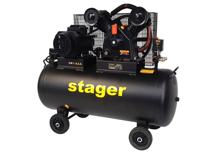 Compresor aer STAGER HMV0.6/200-10 453010620010, 200 L, 10 bar, 600 L/min, trifazat, angrenare curea