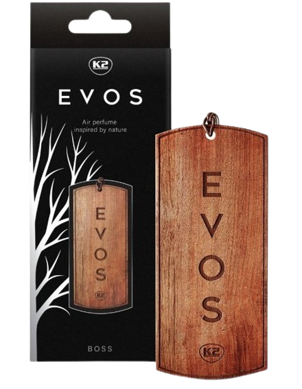 Odorizant auto premium K2 EVOS BOSS V034, tip bradut, suport carton, aroma natura