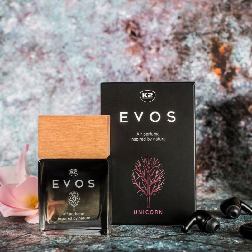 Odorizant auto premium K2 EVOS UNICORN V053, apa de parfum, 50 ml, aroma natura