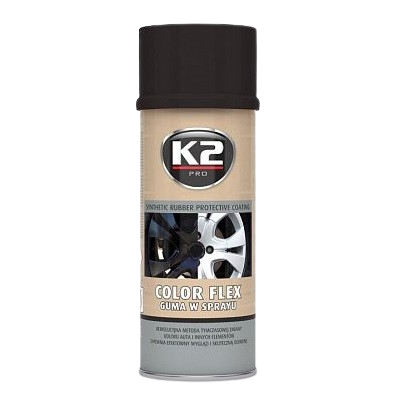 Spray vopsea cauciucata K2 COLOR FLEX L343CP, negru lucios, 400 ml