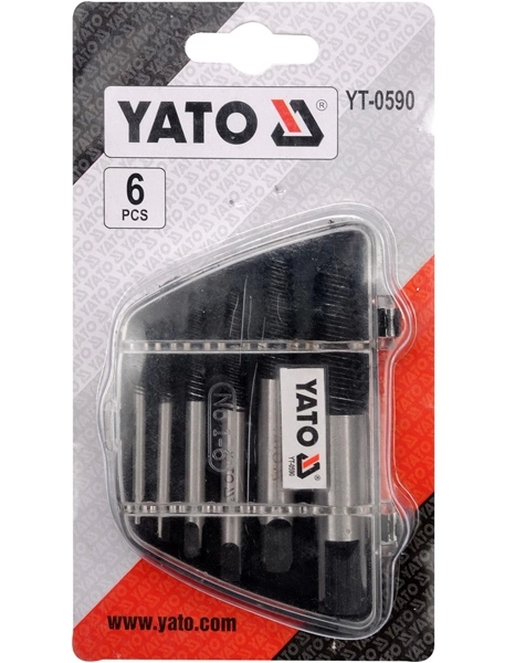 Set 6 extractoare suruburi rupte YATO YT-0590, diametru 3-25 mm, lungime 52-88 mm, cutie depozitare
