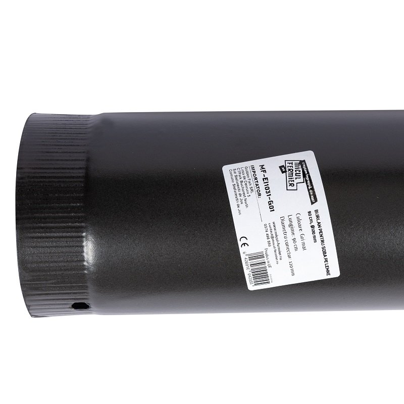 Burlan pentru soba pe lemne MICUL FERMIER MF-EI1031-G01, lungime 90 cm, diametru 120 mm, gri mat