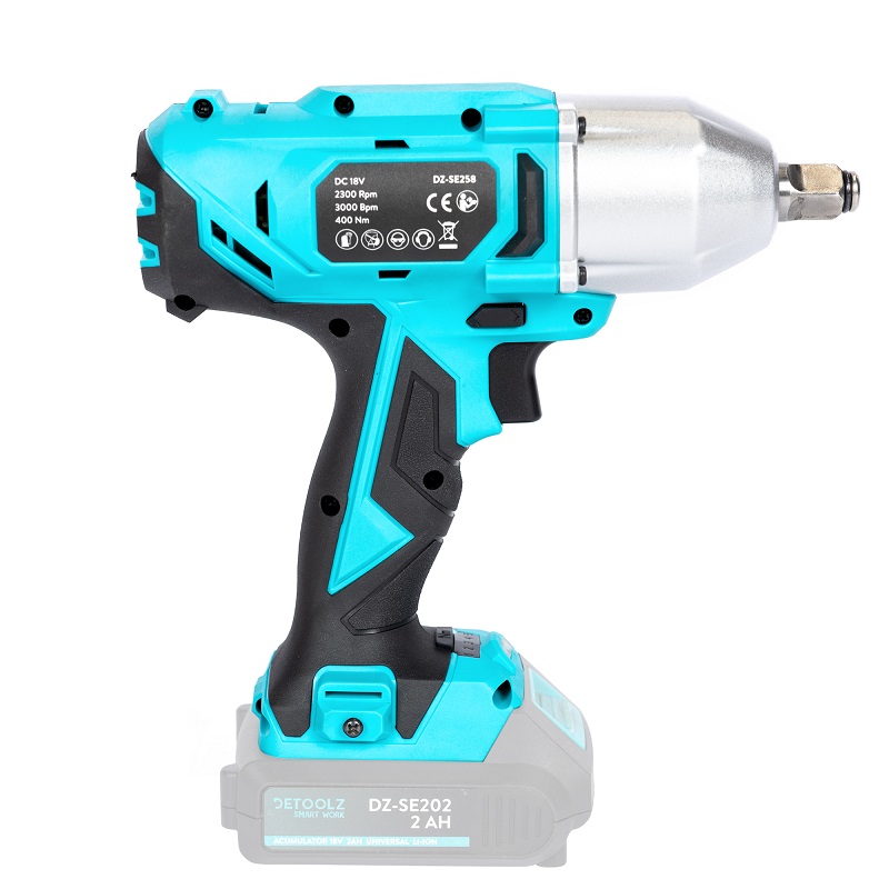 Masina de insurubat cu impact DETOOLZ DZ-SE258, 18V, 100/150/200/300/400 Nm, 3000 bpm, 2300 rpm, Li-ion, fara acumulator, fara incarcator