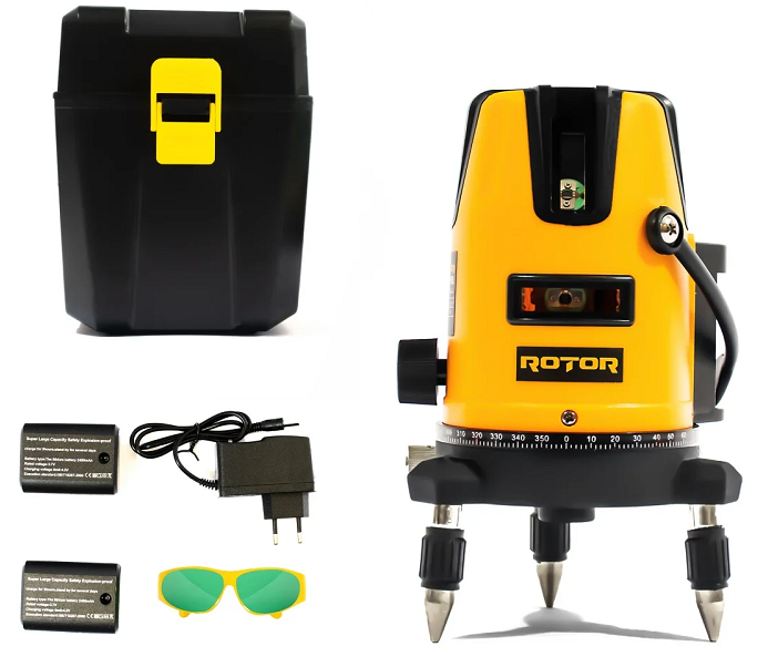 Nivela laser ROTOR RLE-3D 14623, 3 linii, precizie 2 mm/5m, distanta maxima 40 m, timp de nivelare 5s, fara stativ