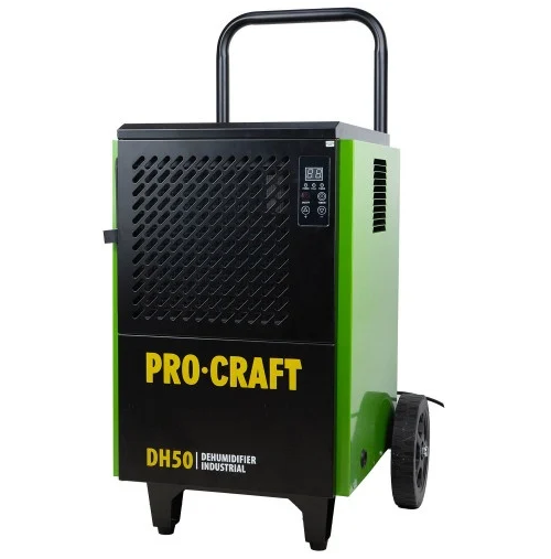 Dezumidificator profesional PROCRAFT DH50 14612, 900 W, 4 A, rezervor 7 l, 50 l/24h, pentru suprafete de pana la 150 mp