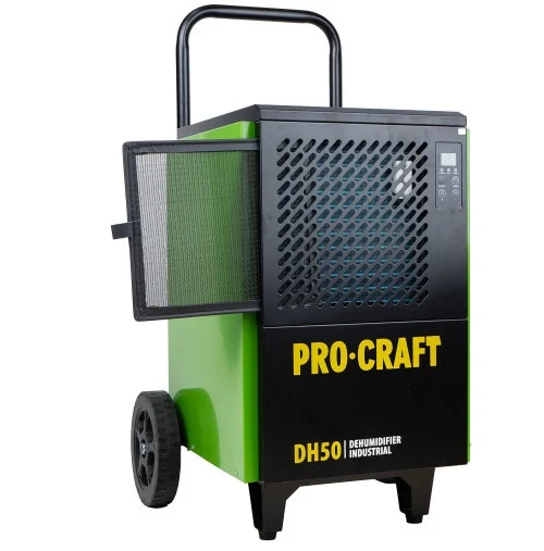 Dezumidificator profesional PROCRAFT DH50 14612, 900 W, 4 A, rezervor 7 l, 50 l/24h, pentru suprafete de pana la 150 mp