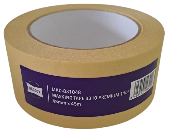 Banda de mascare MADDOX 8310 Premium 110 Masking Tape MAD-831048, termorezistenta, 48 mm x 45 metri, galben