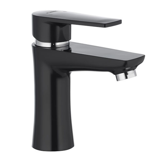 Baterie pentru baie PLAMIX Oscar-001 14568, monocomanda, conexiune cu piulita, din termoplastic, negru, fara racorduri