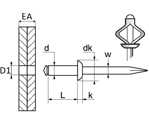 Set 15 nituri RESTAGRAF 4544, 4 x 25 mm, din aluminiu, cu capac negru, pentru fixare numere inmatriculare