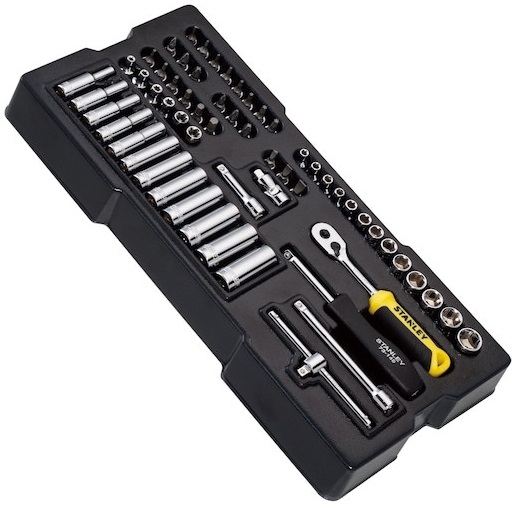 Set 60 chei tubulare STANLEY TRANSMODULE SYSTEM 1-74-175, 1/4 inch, hexagonale, cu modul pentru cutie scule