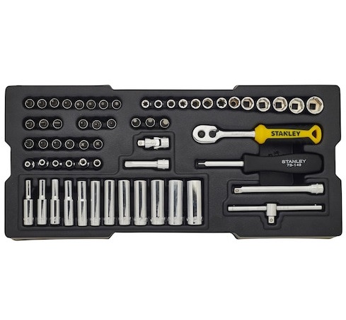 Set 60 chei tubulare STANLEY TRANSMODULE SYSTEM 1-74-175, 1/4 inch, hexagonale, cu modul pentru cutie scule