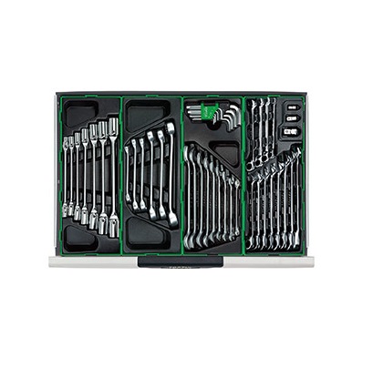 Dulap mobil pentru scule + extensie dulap echipat cu 136 piese TOPTUL GT23405, cu 7 + 3 sertare, roti transport, verde