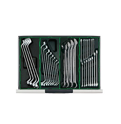 Dulap mobil pentru scule + extensie dulap echipat cu 234 piese TOPTUL GX13605, cu 7 sertare, roti transport, verde