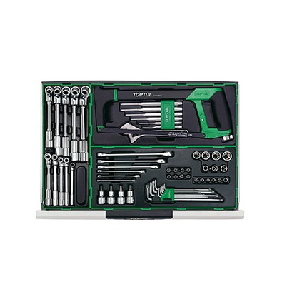 Dulap mobil pentru scule + extensie dulap echipat cu 234 piese TOPTUL GX13605, cu 7 sertare, roti transport, verde