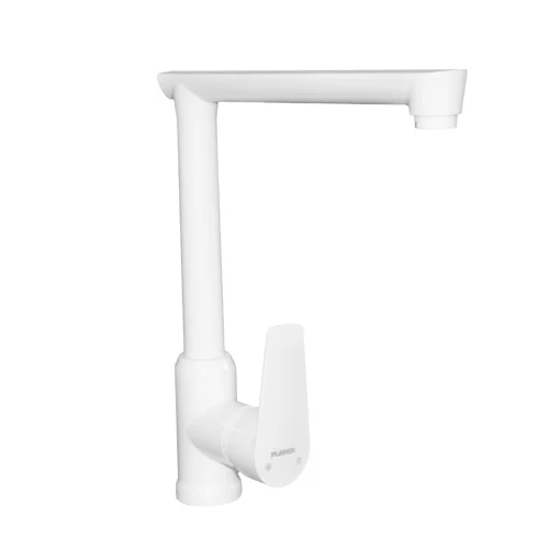 Baterie pentru bucatarie PLAMIX Mario-017 White 14573, monocomanda, conexiune cu piulita, din termoplastic, alb, fara racorduri