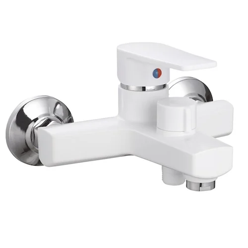 Baterie pentru cada PLAMIX LEO-009 EURO White 14574, monocomanda, conexiune cu piulita, din termoplastic, alb, fara racorduri