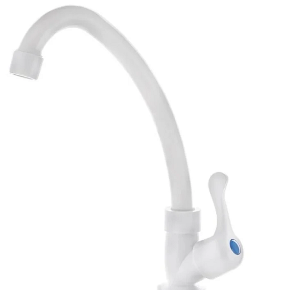 Baterie pentru bucatarie PLAMIX Mono-004 White 14580, monocomanda, conexiune cu piulita, din plastic dur, alb, fara racorduri