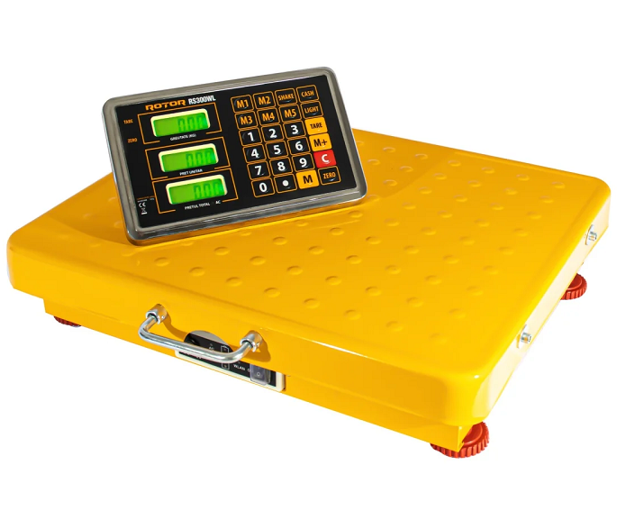 Cantar electronic cu platforma ROTOR RS300WL 14849, capacitate 100-300 kg, Wi-Fi, baterie reincarcabila, oprire automata, memorare pret, rest, fara aviz metrologic