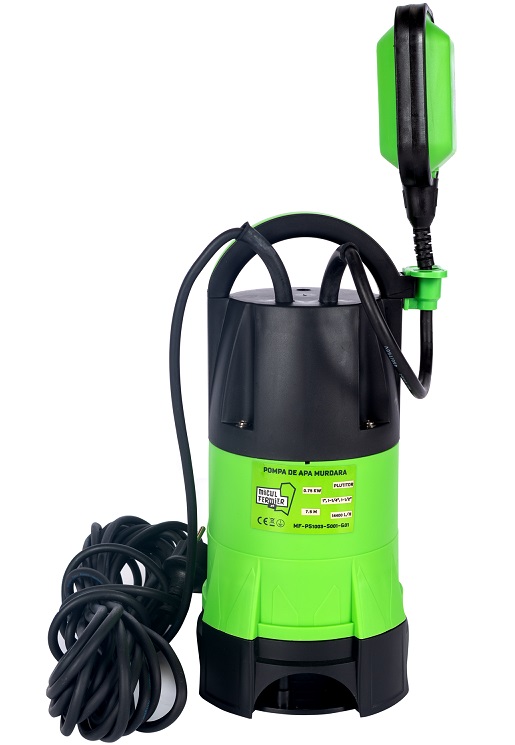 Pompa pentru apa murdara cu tocator si plutitor MICUL FERMIER MF-PS1003-S001-G01, 750W, debit 14400 l/h, inaltime pompare 7.5 m, din plastic