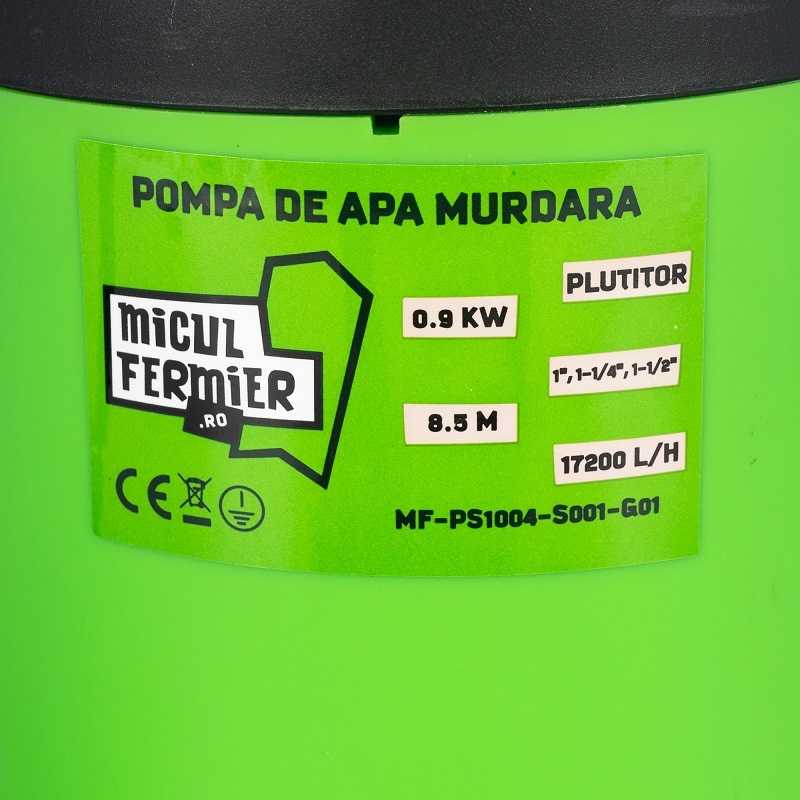 Pompa pentru apa murdara cu plutitor MICUL FERMIER MF-PS1004-S001-G01, 900W, debit 17200 l/h, inaltime pompare 8.5 m, din plastic