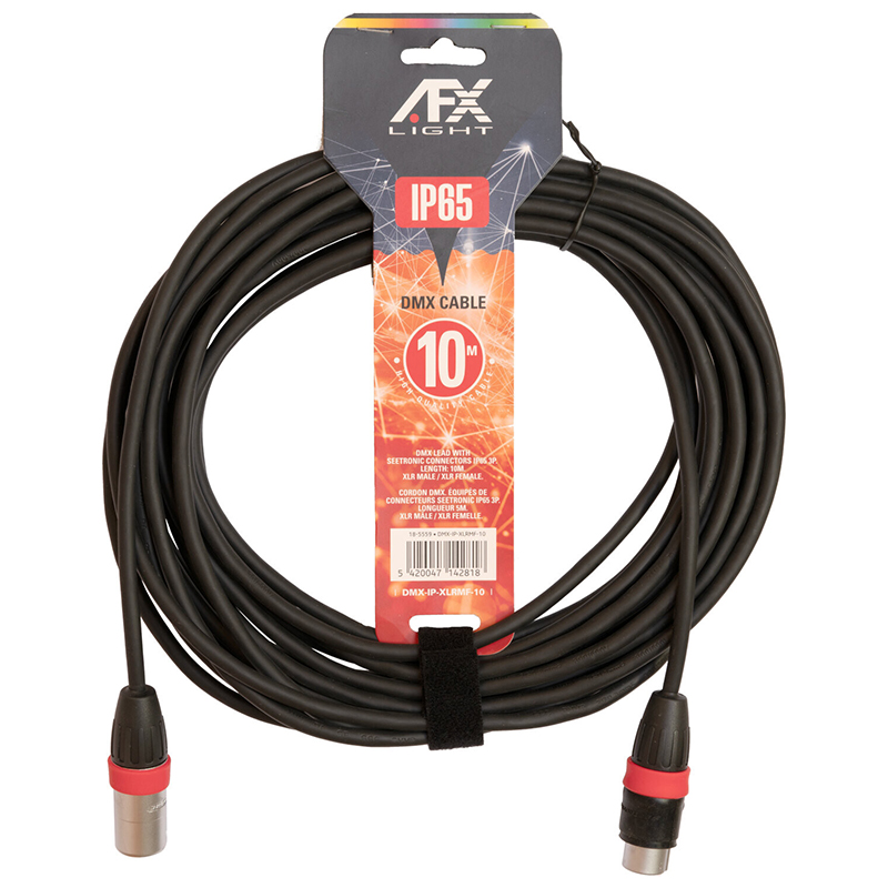Cablu profesional DMX AFX 18-5559, XLR tata - XLR mama, lungime 10 m, IP65, negru