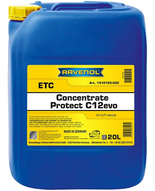 Antigel concentrat RAVENOL ETC Protect C12evo 1410165-020, volum 20 litri