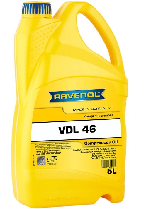 Ulei compresor RAVENOL Kompressorenoel VDL 46 1330098-005, volum 5 litri, mineral