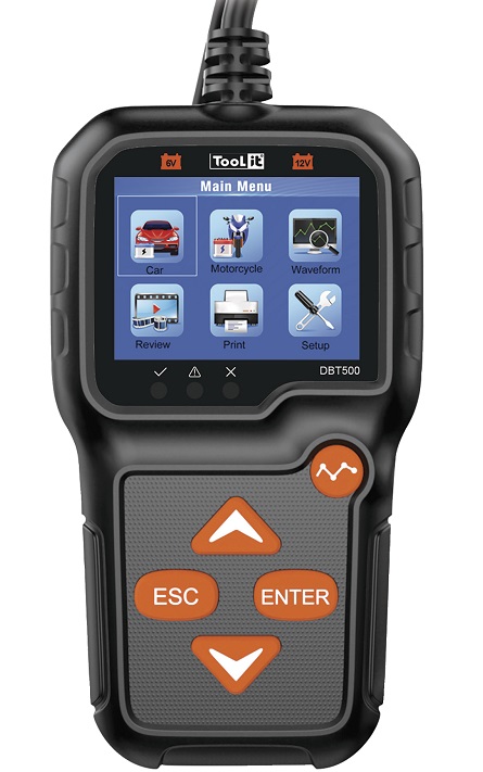 Tester profesional pentru baterii auto GYS DBT 500 079823, 6/12 V, 7-240 Ah, ecran 2.4 inch, cabluri 100 cm