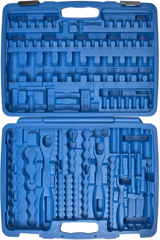 Trusa 171 chei tubulare SW-STAHL 07630L, clichet 1/4 inch + 3/8 inch + 1/2 inch, 72 dinti, cutie depozitare